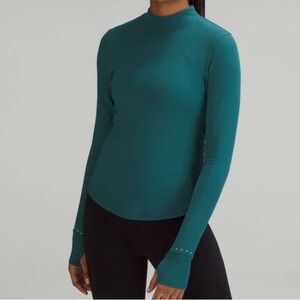 Lululemon Rulu Running Long-Sleeve Mock Neck Shirt, Green Jasper, Size 2